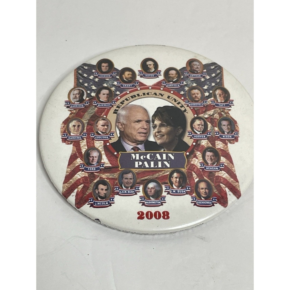 2008 JOHN MCCAIN SARAH PALIN campaign pin pinback button political presidential